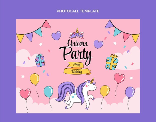 Photocall de cumpleaños infantil dibujado a mano