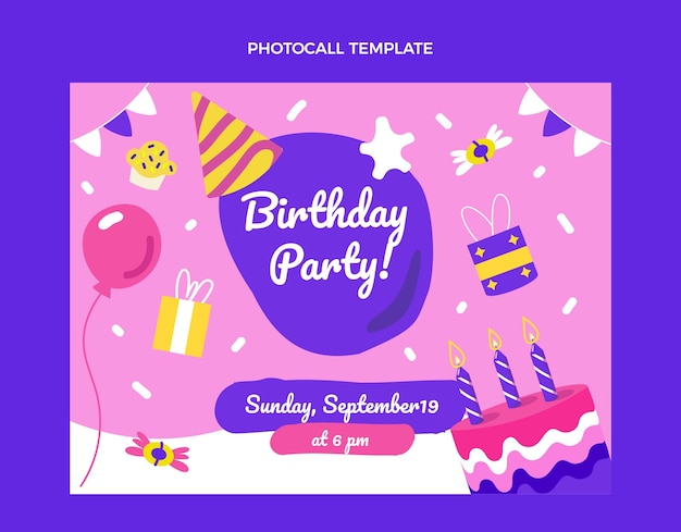 Photocall de cumpleaños infantil dibujado a mano