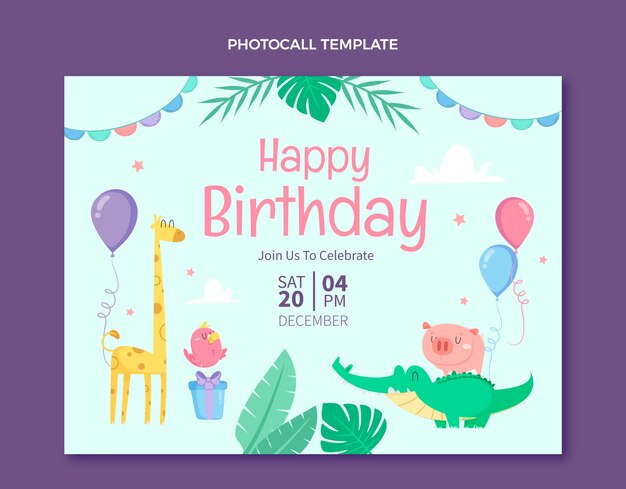 Photocall de cumpleaños infantil dibujado a mano