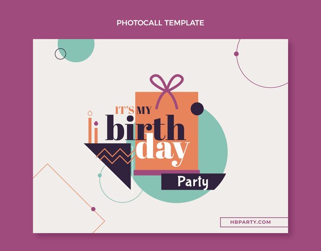 Photocall de cumpleaños minimalista de diseño plano