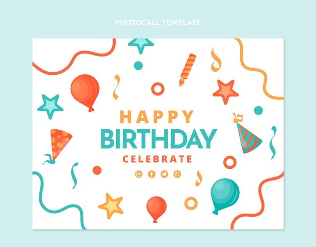 Photocall de cumpleaños de mosaico de diseño plano