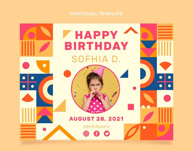 Photocall de cumpleaños de mosaico plano