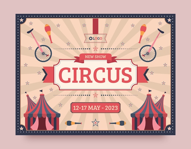 Photocall divertido de circo vintage de diseño plano
