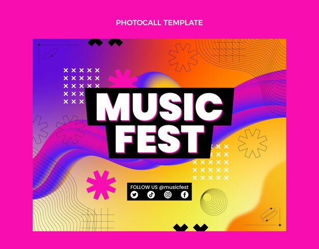 Photocall del festival de música colorido degradado