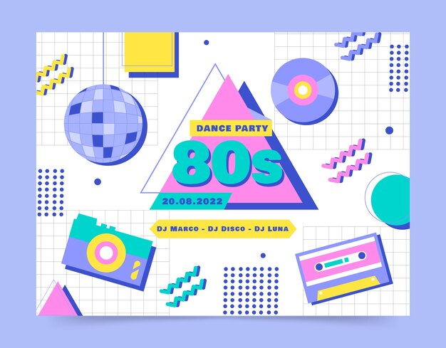 Photocall de fiesta de los 80 dibujado a mano