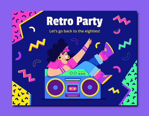 Photocall de fiesta de los 80 dibujado a mano