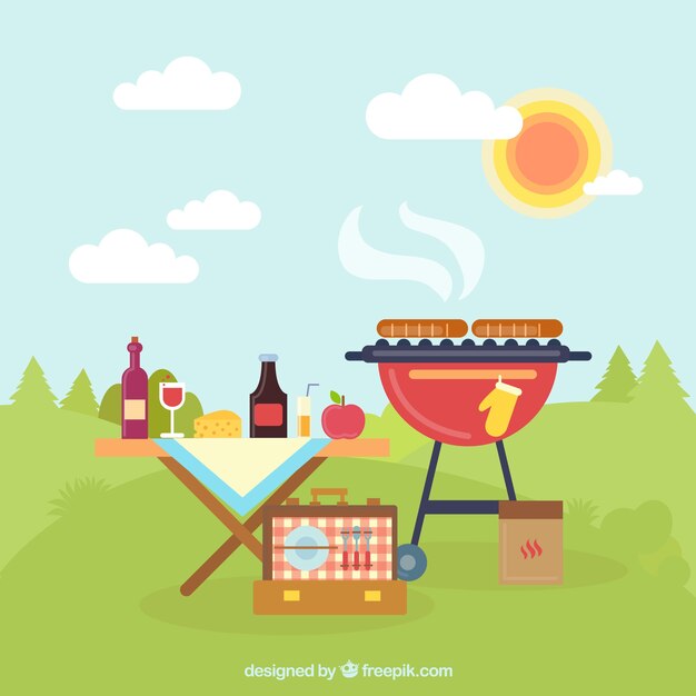 Picnic y barbacoa en el campo