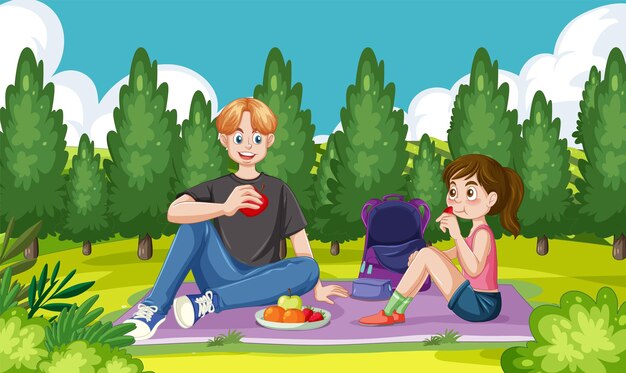 Picnic en el parque con amigos