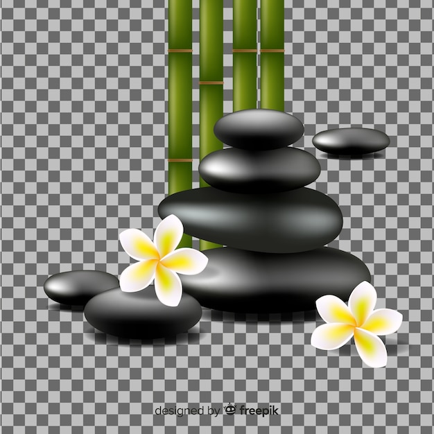 Vector gratuito piedras y flores realistas de spa