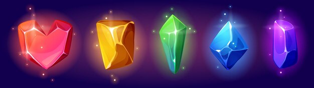 Piedras preciosas mágicas aisladas en el fondo