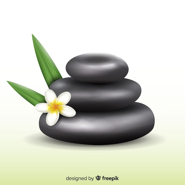 Vector gratuito piedras de spa realistas con flores