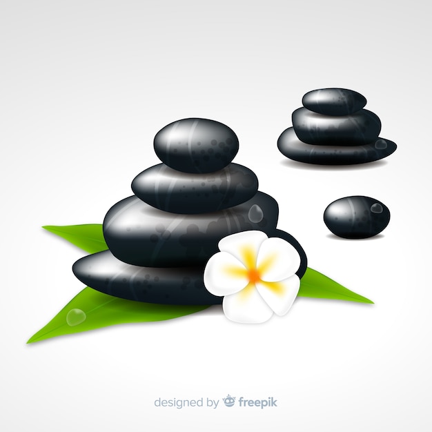 Piedras de spa realistas con flores