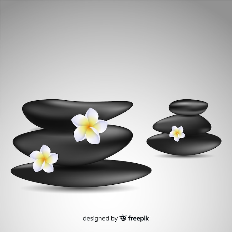 Vector gratuito piedras de spa realistas con flores