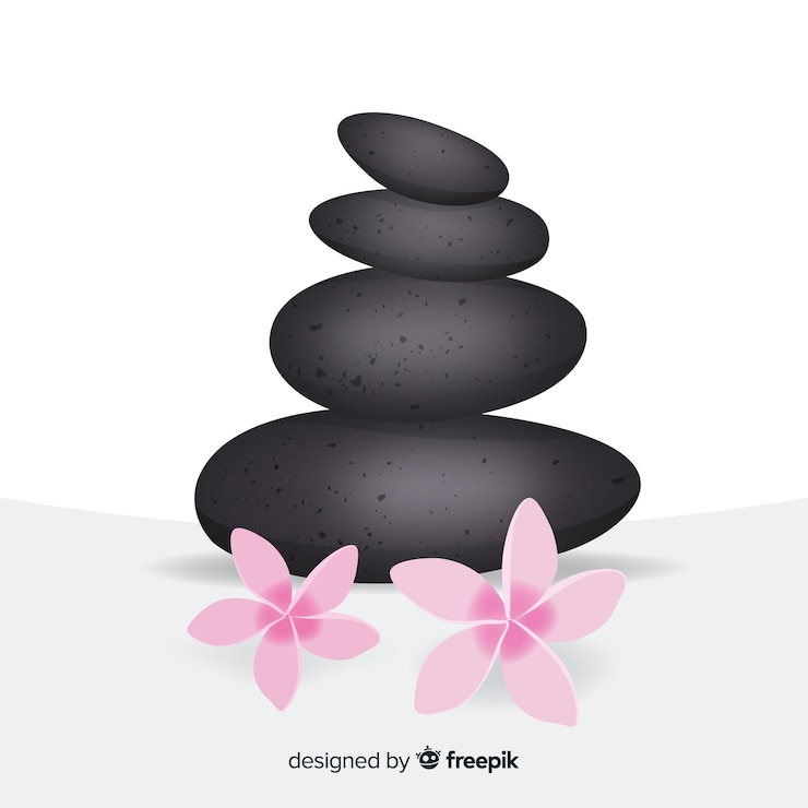 Vector gratuito piedras de spa realistas con flores