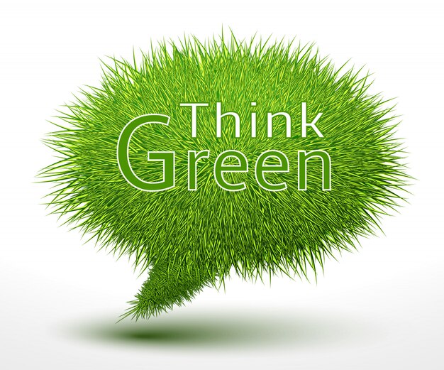 Piensa concepto verde sobre hierba