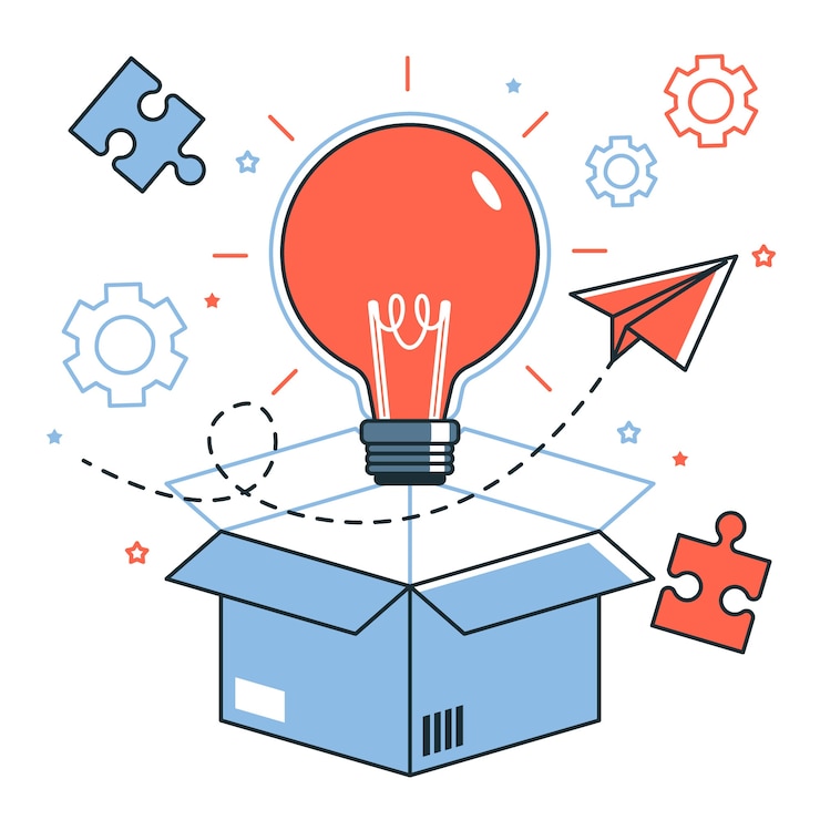 Vector gratuito piense fuera de la ilustración del concepto de caja