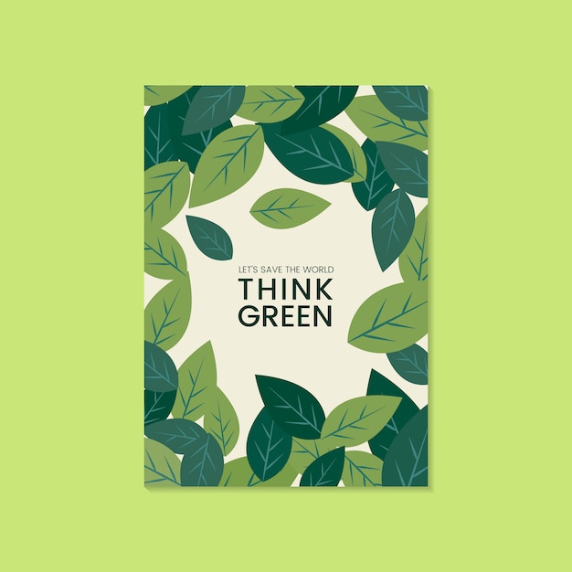 Piense vector de folleto de conservación ambiental verde