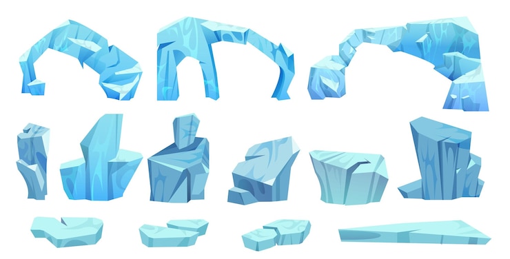 Vector gratuito pieza de iceberg y arco flotante vector de dibujos animados