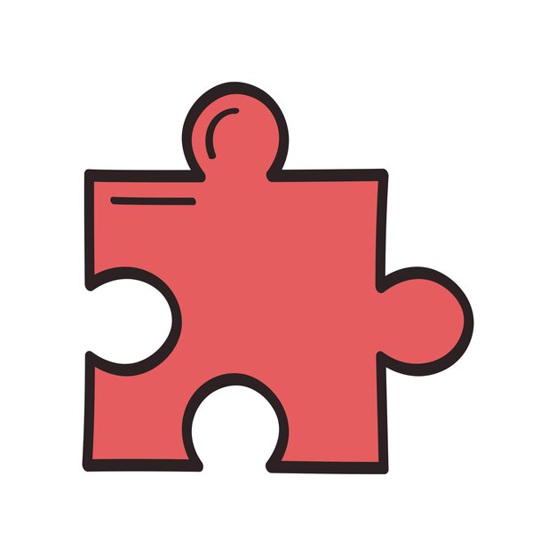 Pieza de rompecabezas de estilo Doodle roja