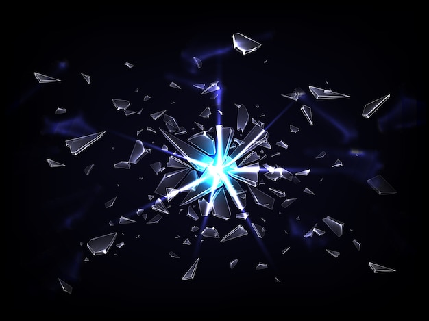 Piezas de fragmentos de vidrio realistas