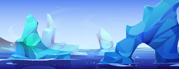 Piezas de iceberg flotando en el agua del mar