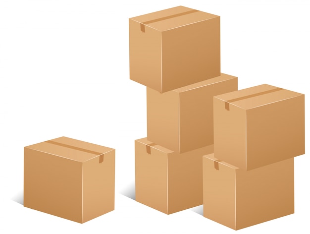 Vector gratuito pila de cajas de cartón ilustración