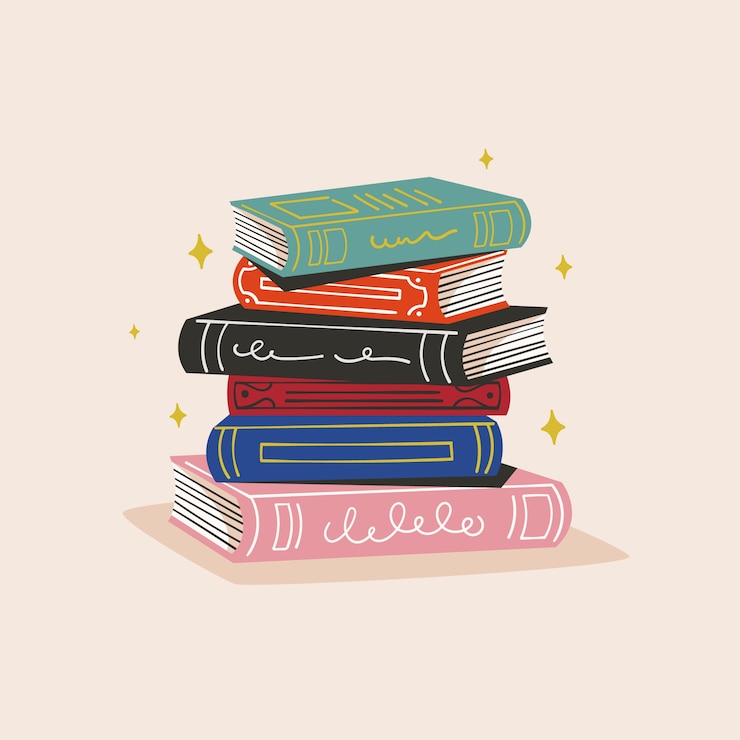 Vector gratuito pila de libros de diseño plano dibujado a mano ilustración