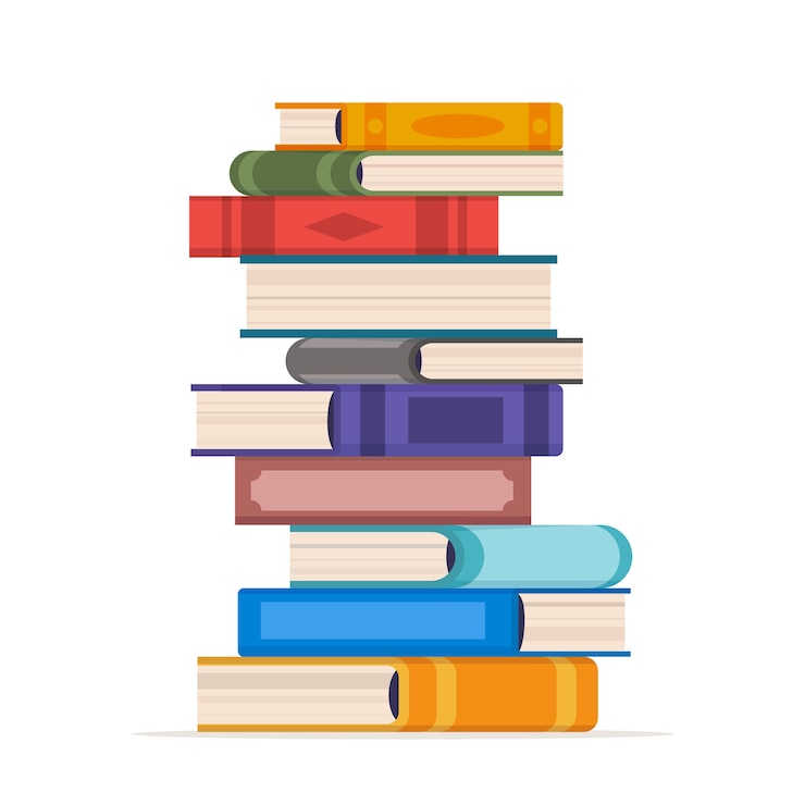 Vector gratuito pila de libros de diseño plano dibujado a mano
