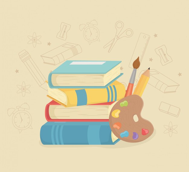 Pila de libros y suministros de regreso a la escuela