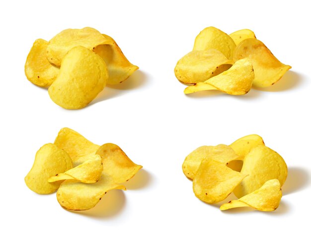 Pila de papas fritas 3d vector de bocadillo de rebanada realista
