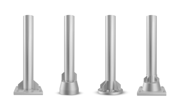 Vector gratuito pilar de metal 3d vector de soporte de postes de acero de hierro