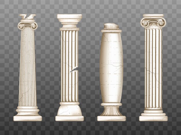 Pilares barrocos, columnas agrietadas del renacimiento romano