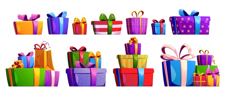 Vector gratuito pilas de cajas de regalos envases de regalos envueltos de colores
