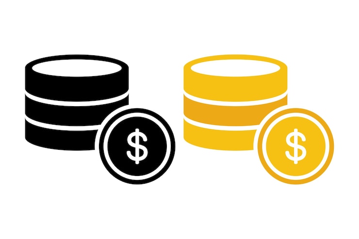 Vector gratuito las pilas de monedas amarillas y negras