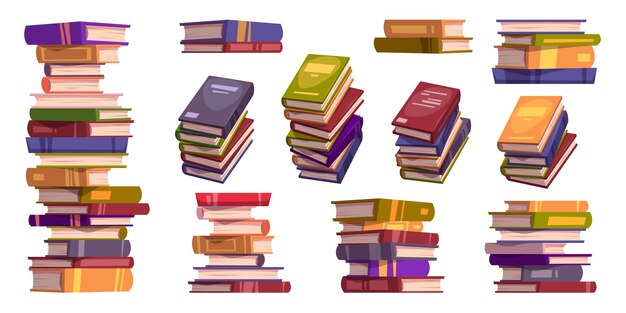 Pilas y montones de libros para estudiar y leer