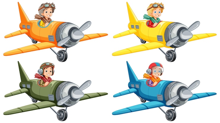 Vector gratuito piloto masculino volando un avión a reacción