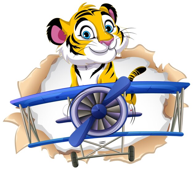 Piloto tigre en un avión de época