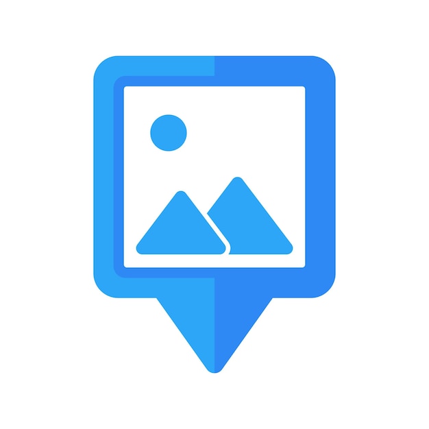 Pin de ubicación de la forma rectangular con imagen