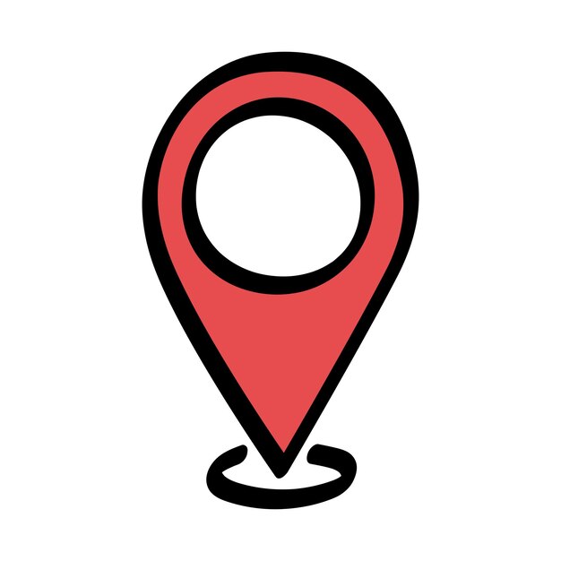 Pin de ubicación rojo dibujado a mano por Doodle