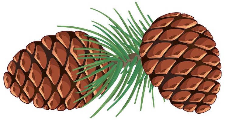 Vector gratuito piña con agujas de pino aislado