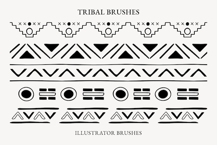 Vector gratuito pincel ilustrador de patrón tribal, diseño geométrico, conjunto de complementos vectoriales