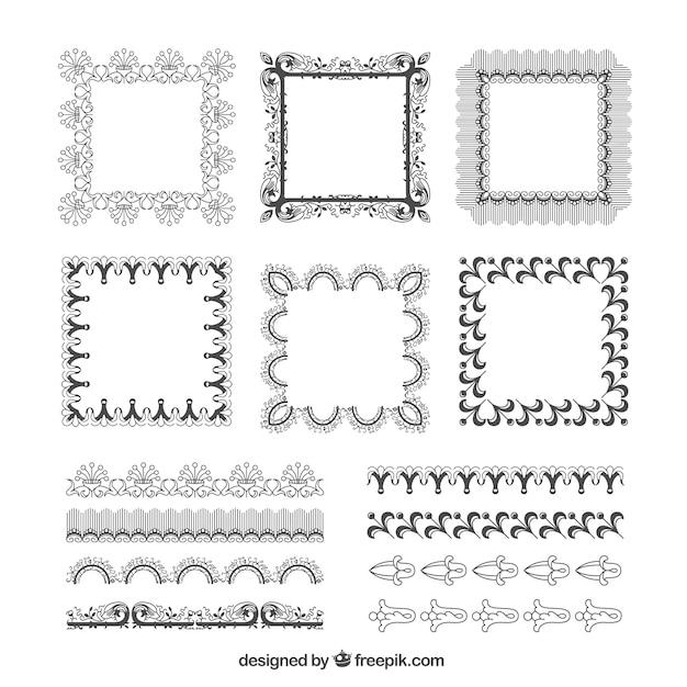 Pinceles ornamentales esbozados