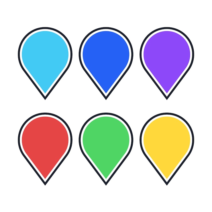 Vector gratuito pines de ubicación abstractos conjunto de colores múltiples