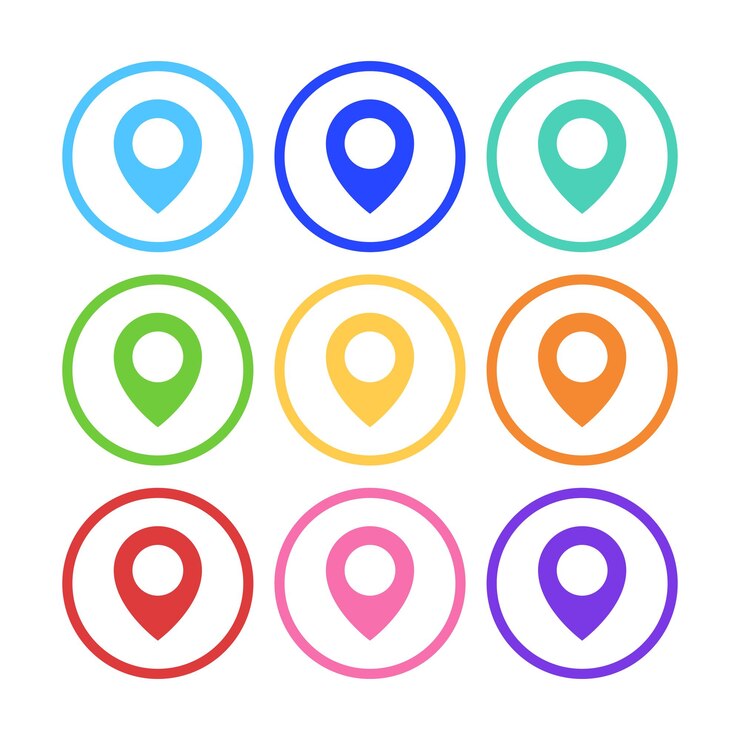 Vector gratuito pines de ubicación círculos de varios colores