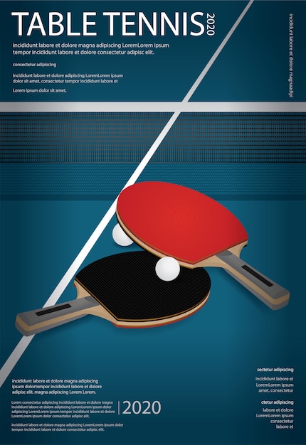 Pingpong Table Tennis Poster Plantilla Ilustración