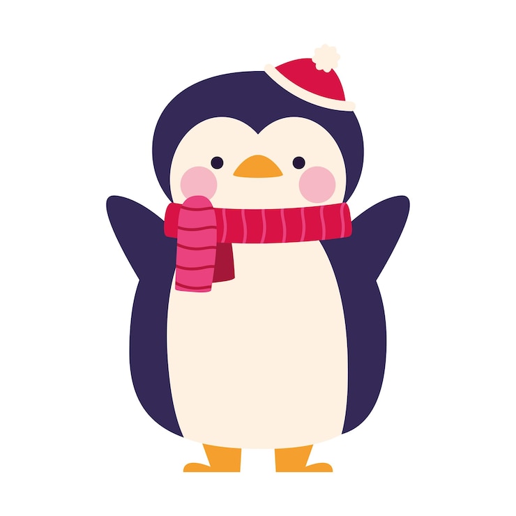 Vector gratuito pingüino de personaje navideño
