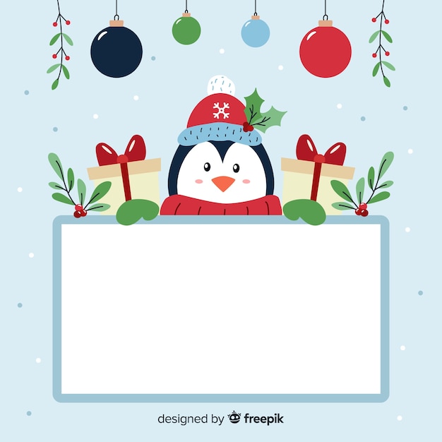 Vector gratuito pingüino con tablero