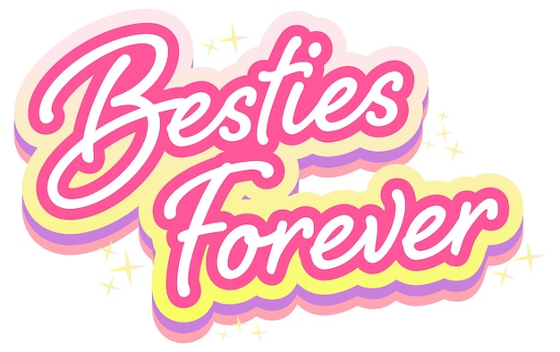 Vector gratuito pink besties forever lettering logo