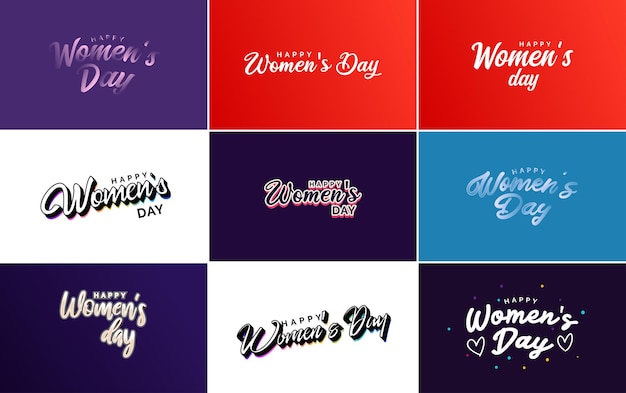 Pink Happy Women's Day elementos de diseño tipográfico icono y símbolo del día internacional de la mujer adecuado para su uso en diseños minimalistas para conceptos del día internacional de la mujer ilustración vectorial