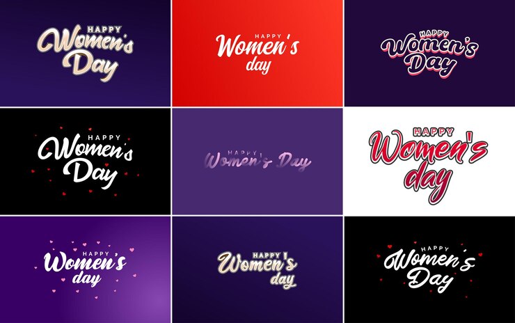 Vector gratuito pink happy women's day elementos de diseño tipográfico icono y símbolo del día internacional de la mujer adecuado para su uso en diseños minimalistas para conceptos del día internacional de la mujer ilustración vectorial